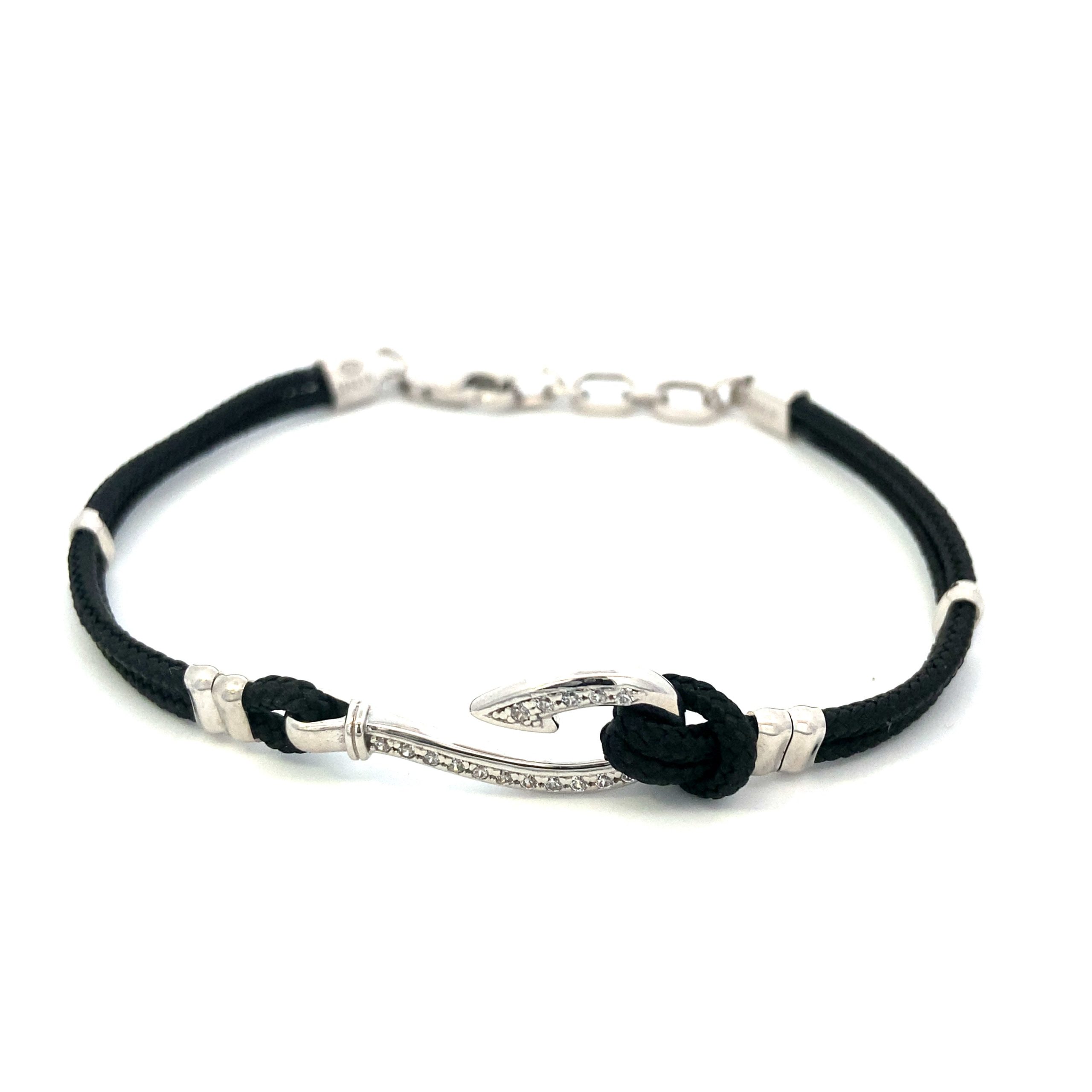 Bracelet Black with Fish Hook and CZ