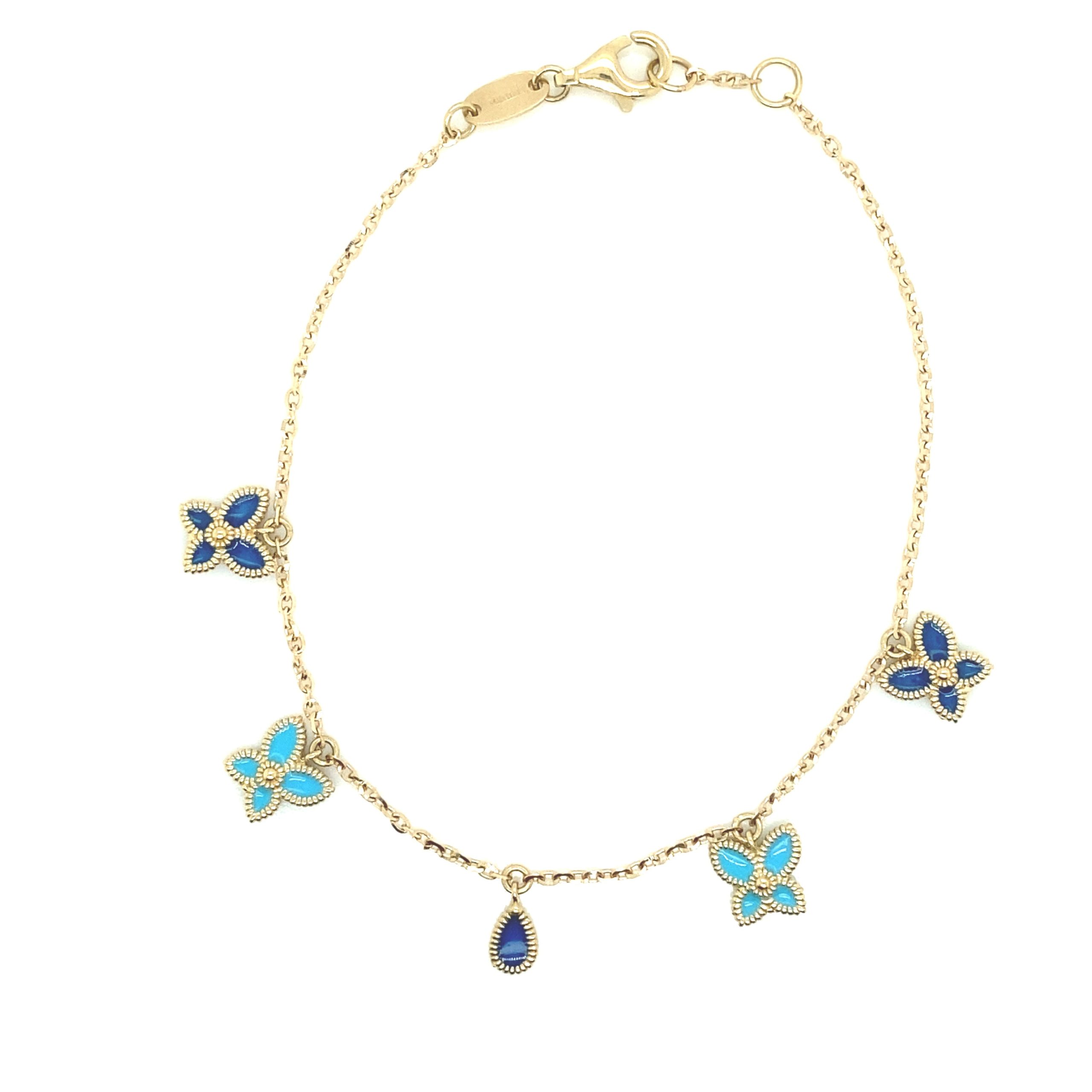 14K Gold Blue Small Butterfly Bracelet