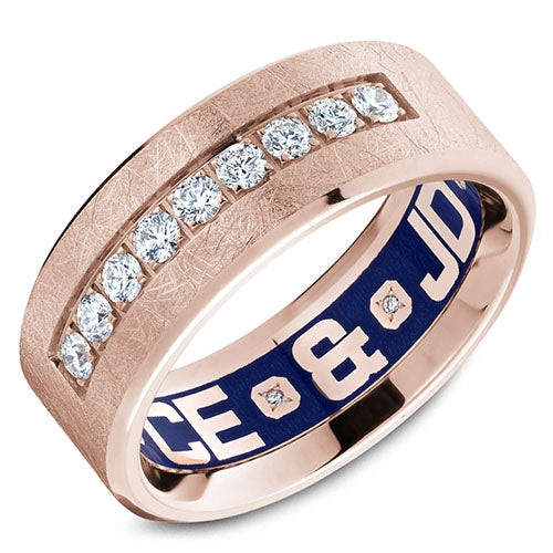 Carlex G4 18k Rose Gold Men's Diamond Wedding Band - CX4-0018R-S