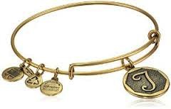 Letter T Charm Bangle Bracelet (Gold)