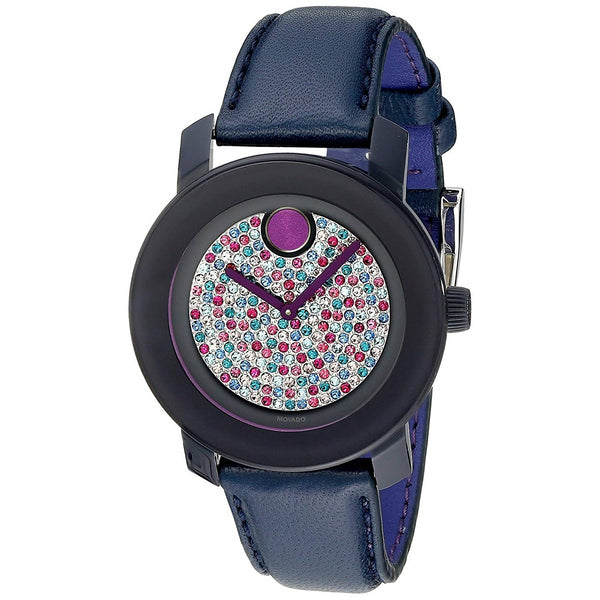 Movado Women's 3600263 Bold Crystal Blue Leather Watch