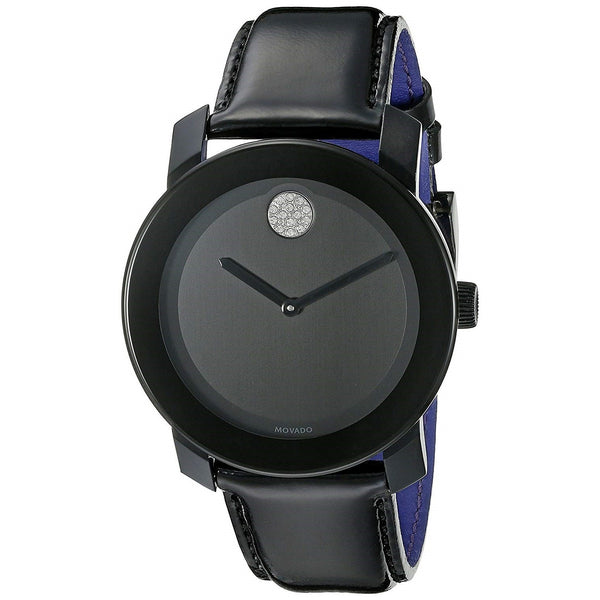 Movado Women's 3600345 Bold Crystal Black Leather Watch