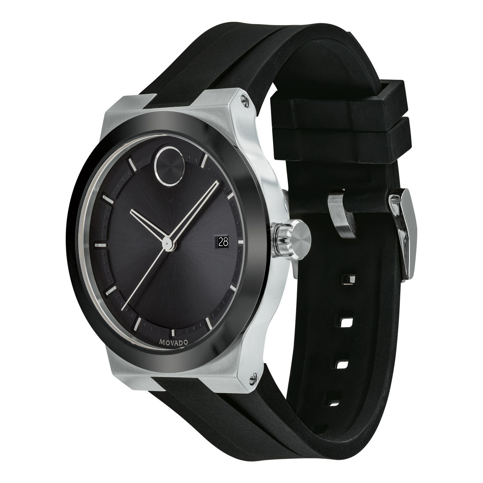 MOVADO BOLD BLACK AND SILVER