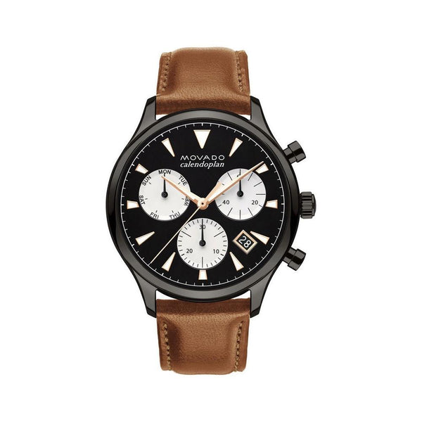 Movado Men's 3650022 Heritage Chronograph Brown Leather Watch
