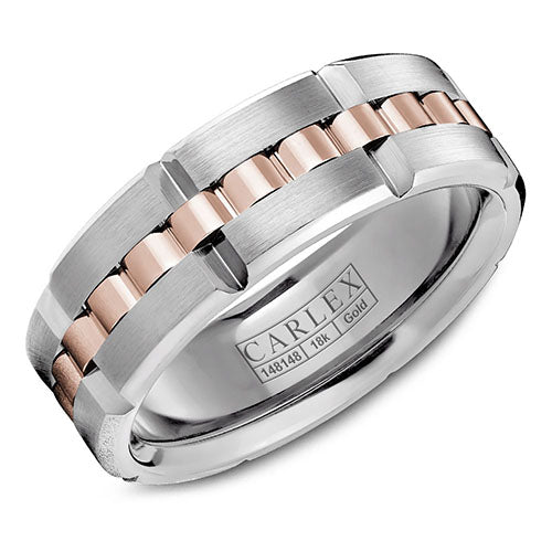 Carlex G3 18k Two Tone Gold Men's Wedding Band - CX3-0009RW