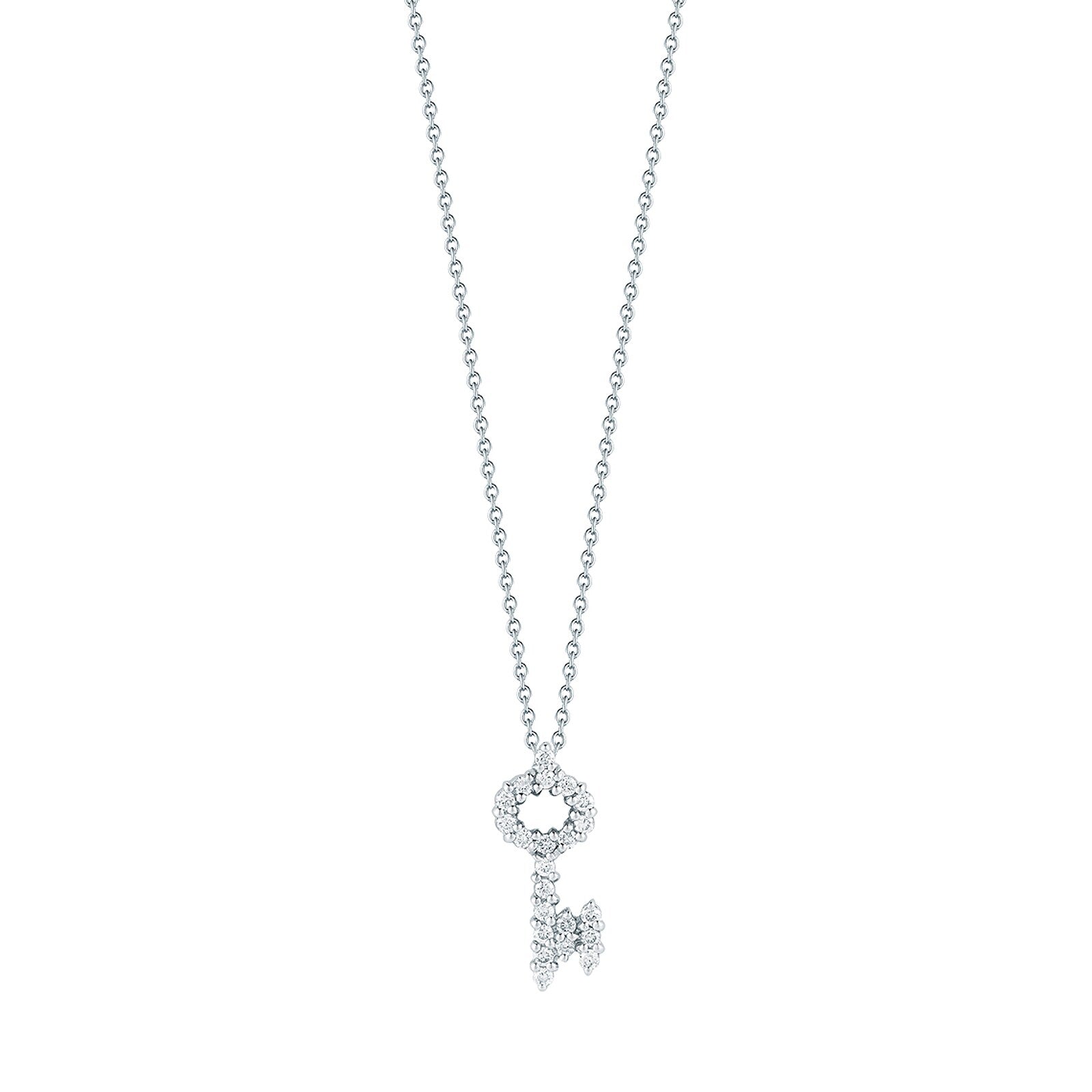 18k White Gold Diamond Tiny Treasures Key Necklace 18"