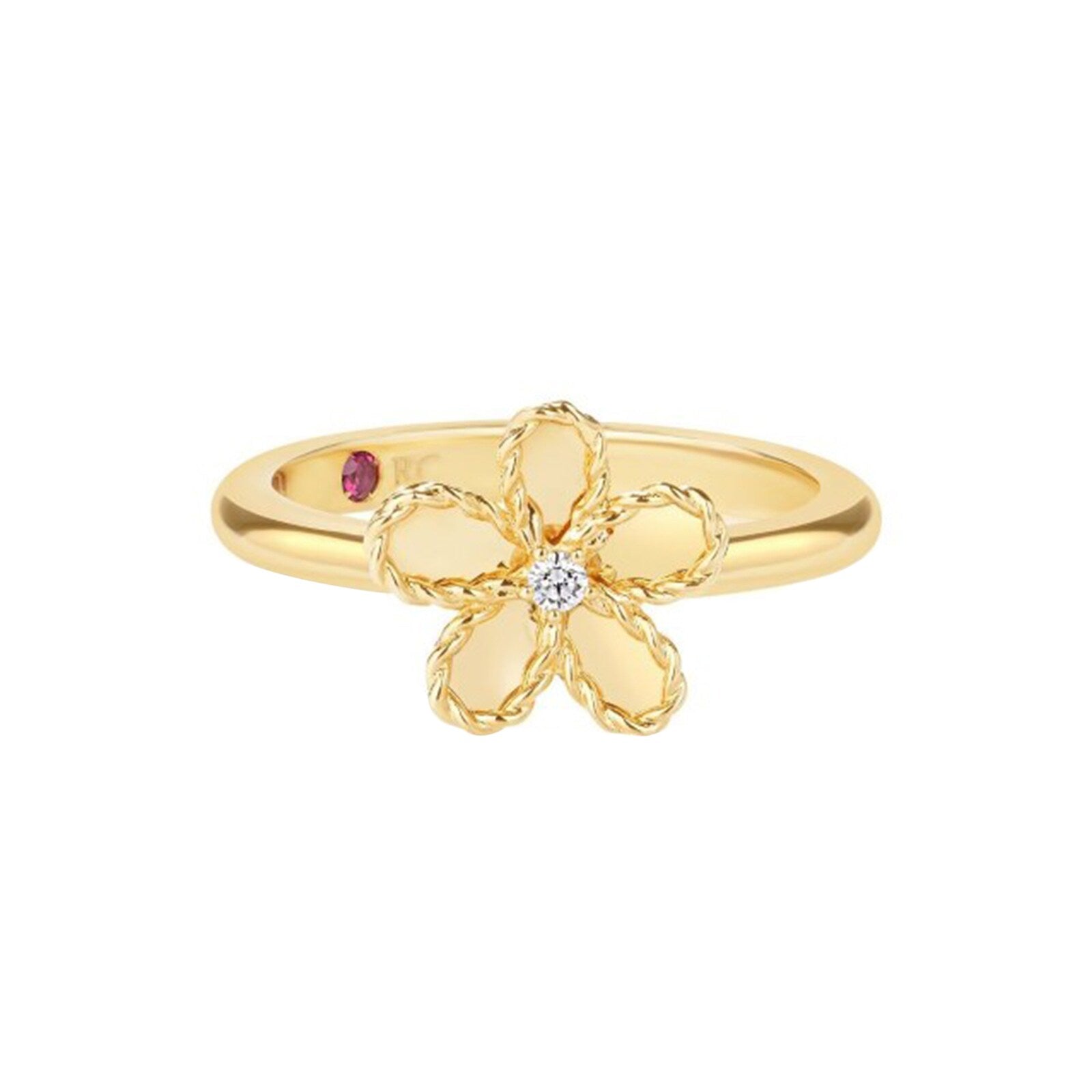 18K Yellow Gold Jasmine Diamond Flower Ring