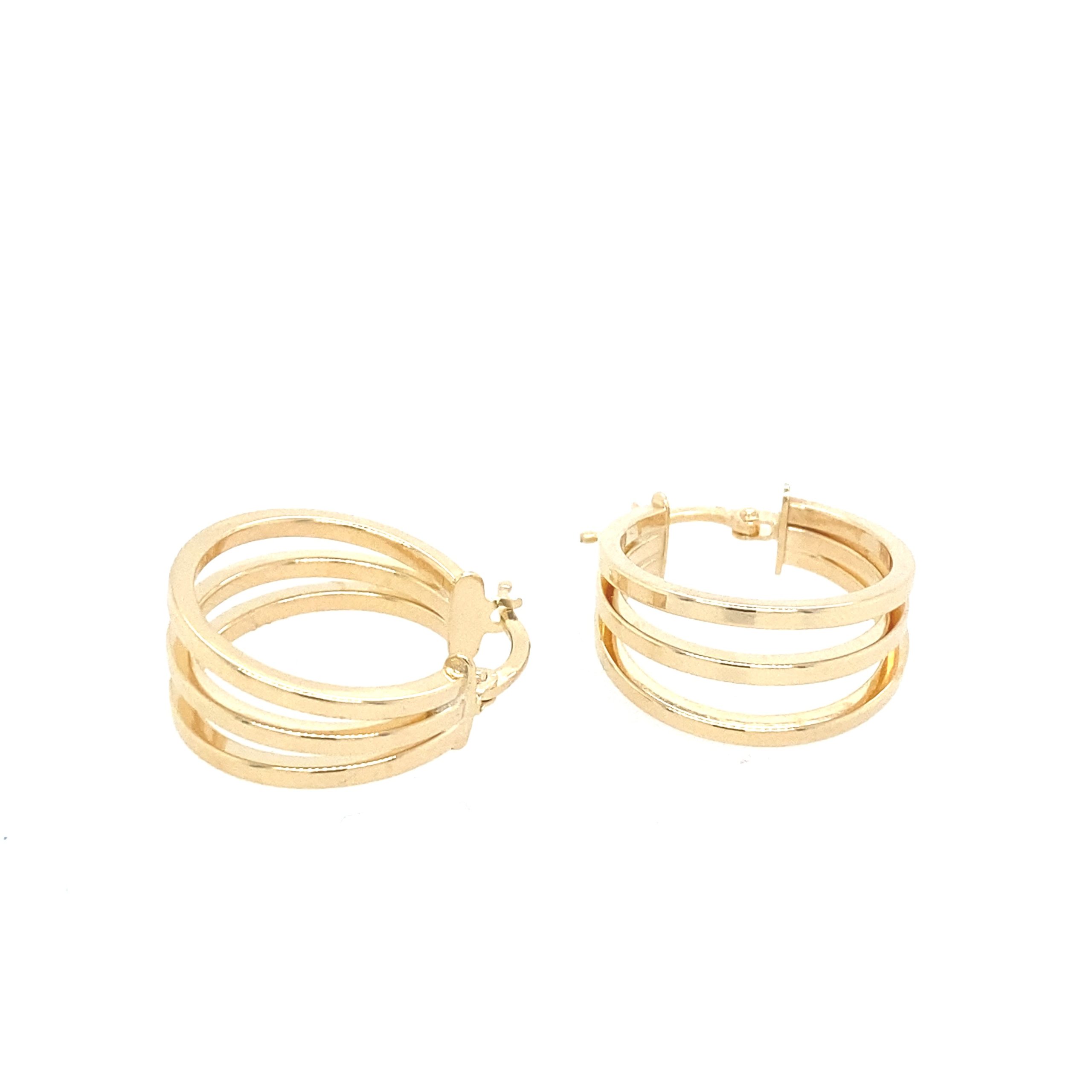 14K Gold Hoop 3 Line