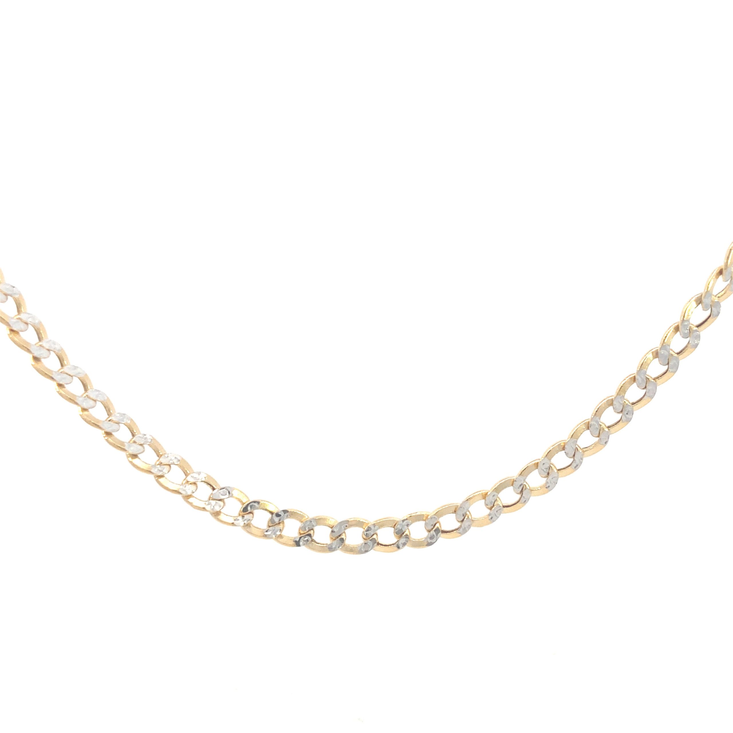 14K Gold Cuban Curb White Pave Chain