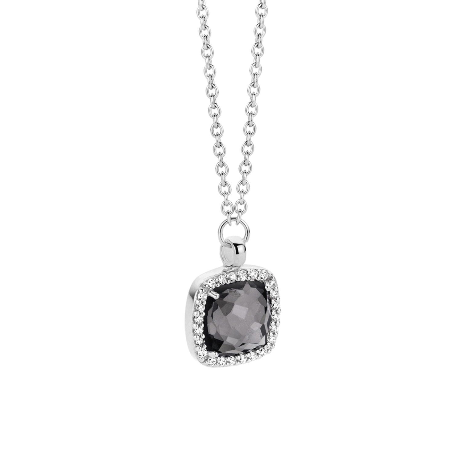 BLACK SOLITAIRE HALO NECKLACE
