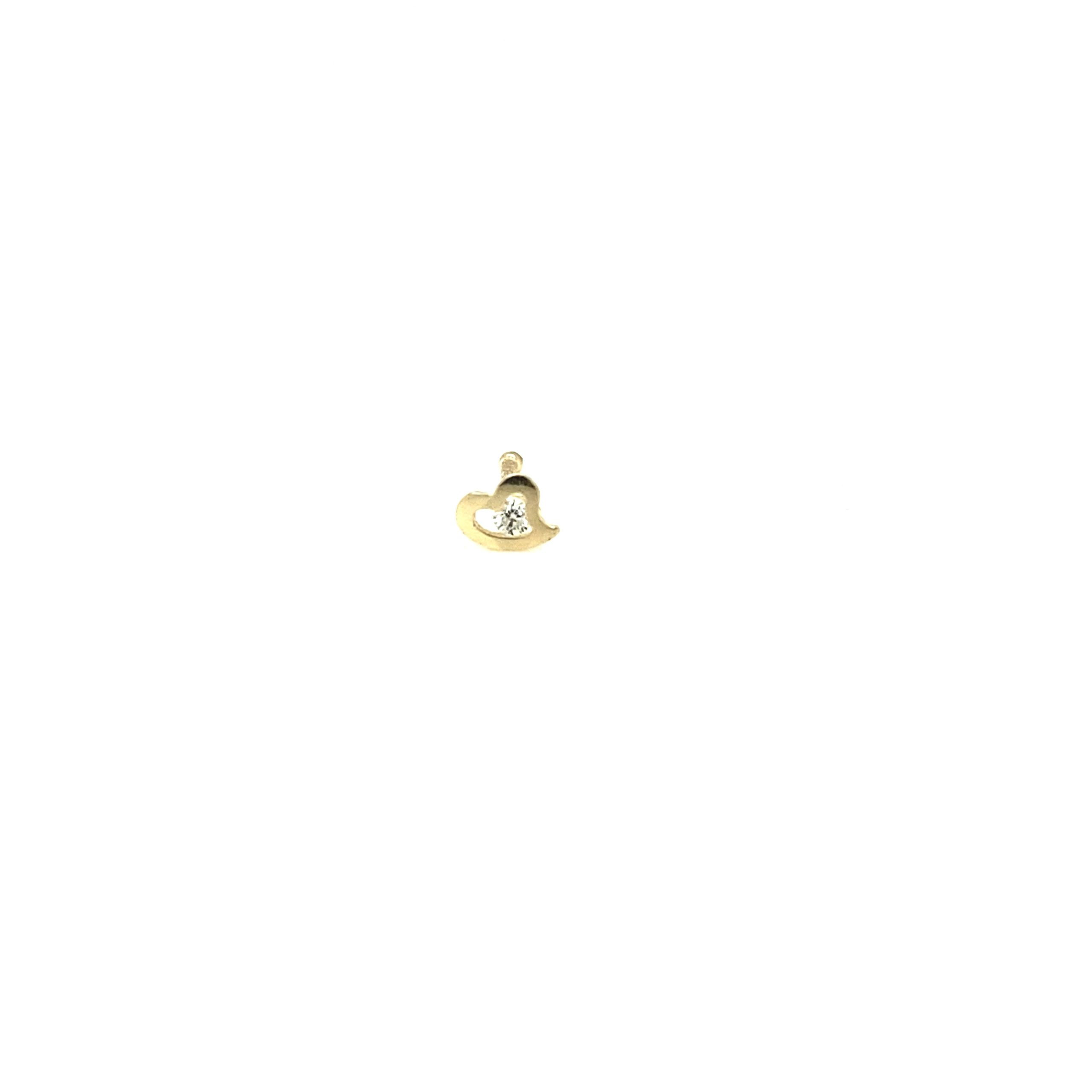 14K HEART CZ NOSE EARRING