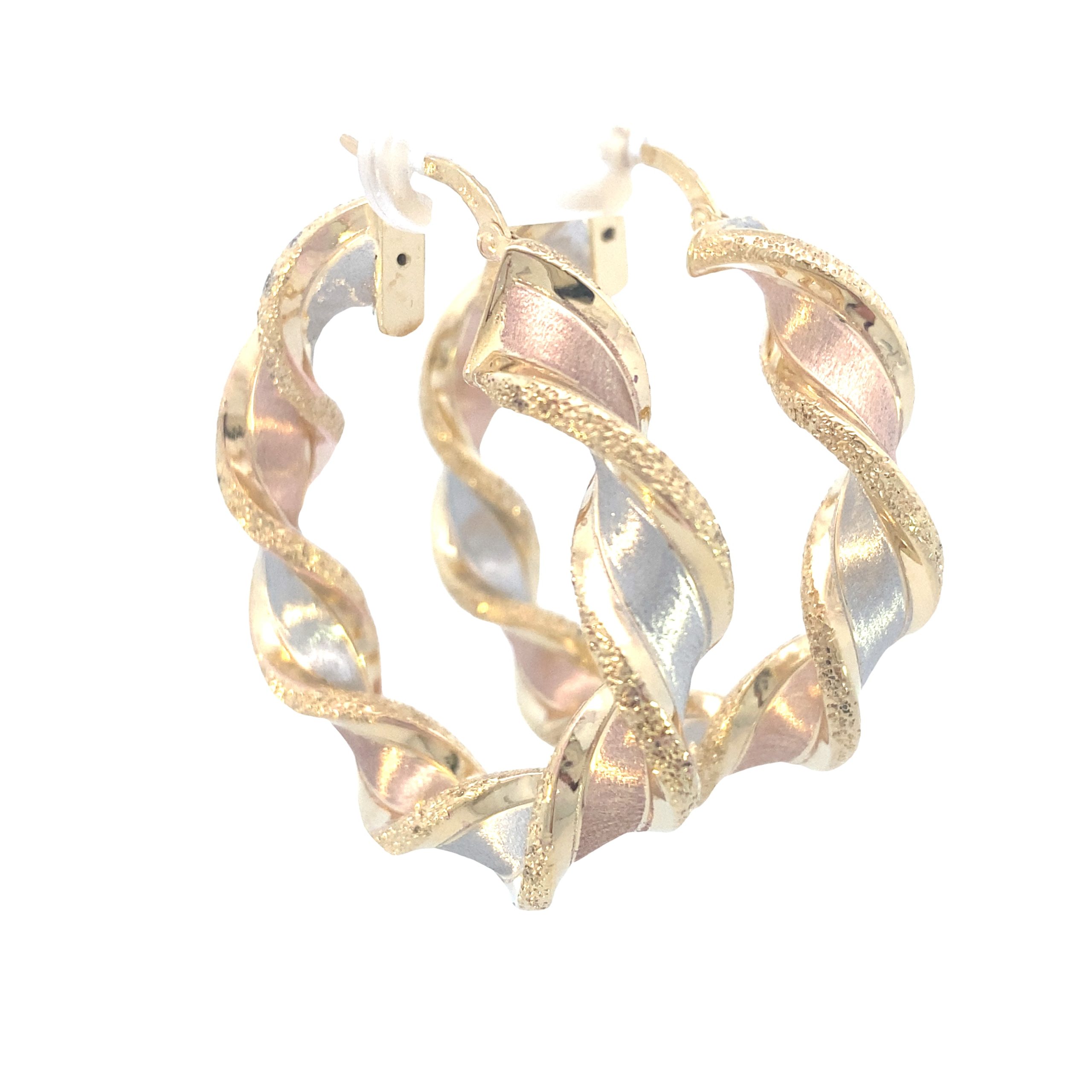 14K Gold 3/C Twist Bold Hoops