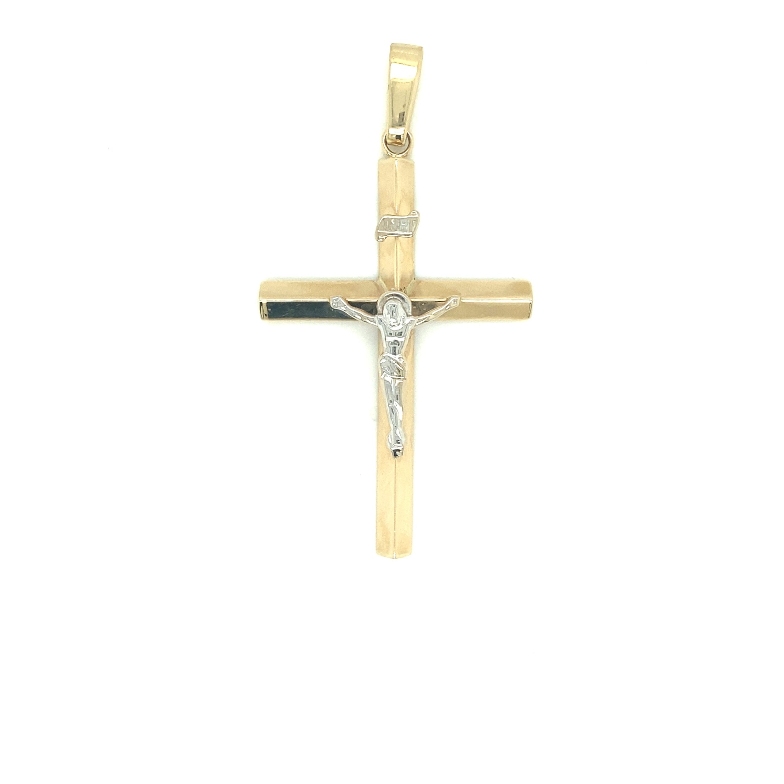 14k Gold Cross 2/t Pendant