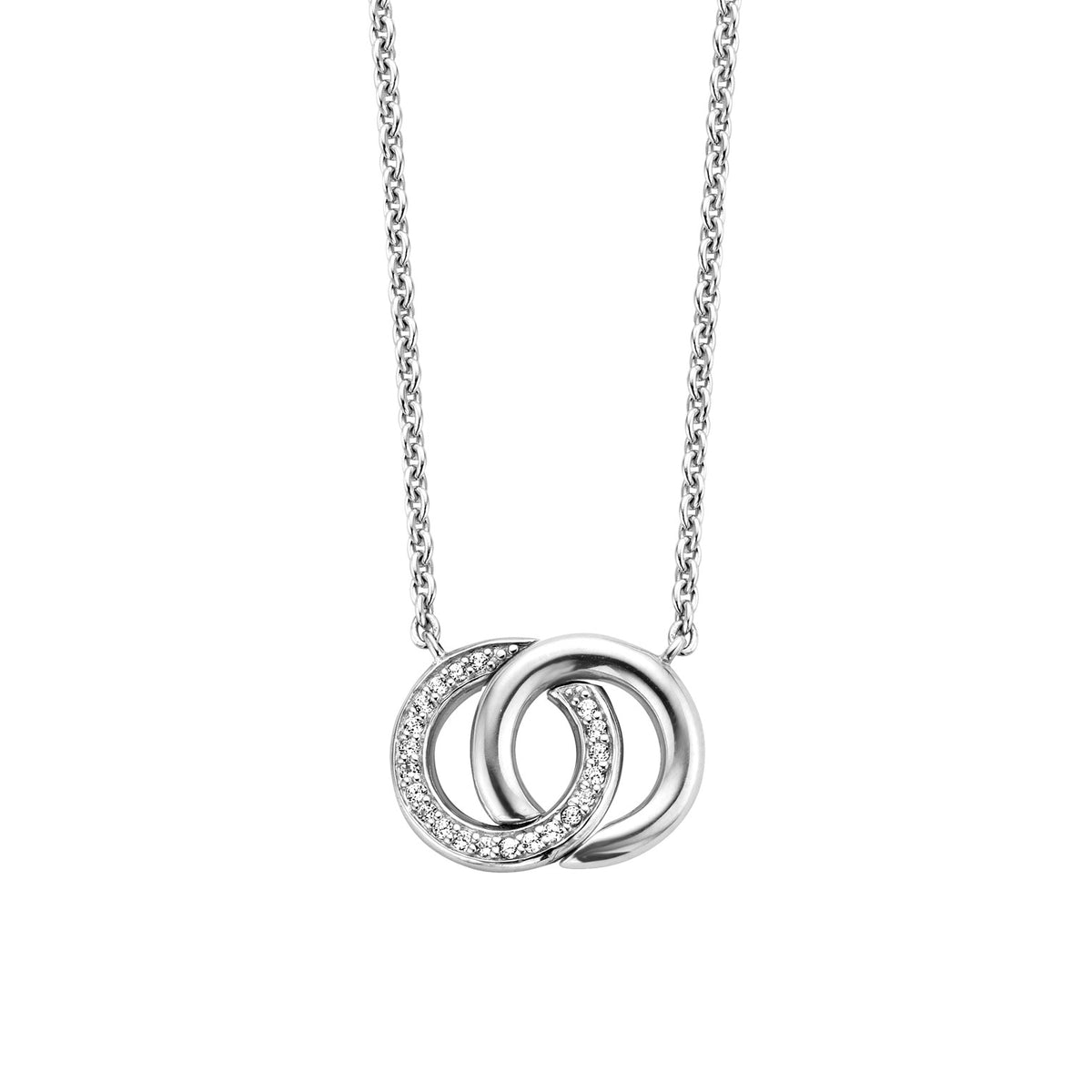 Tisento Milano Sterling Silver rhodium plated Zirconia whiteNecklace