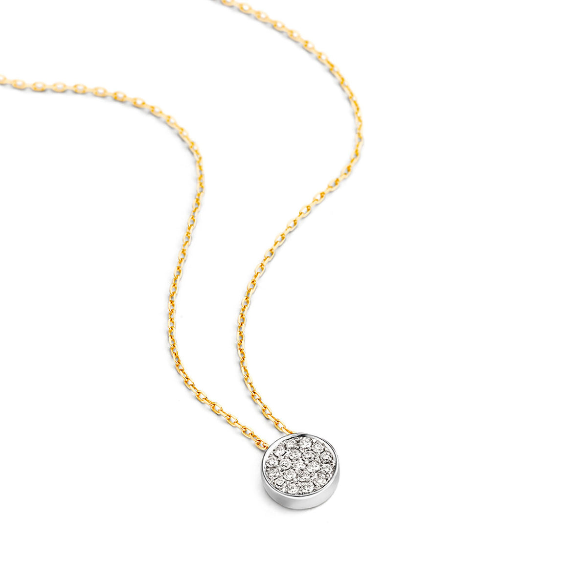 18K YELLOW GOLD 18'' DIAMOND CIRCLE NECKLACE .18CTW