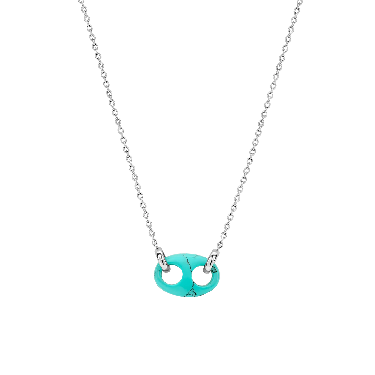 Turquoise Coffee Bean Token Necklace