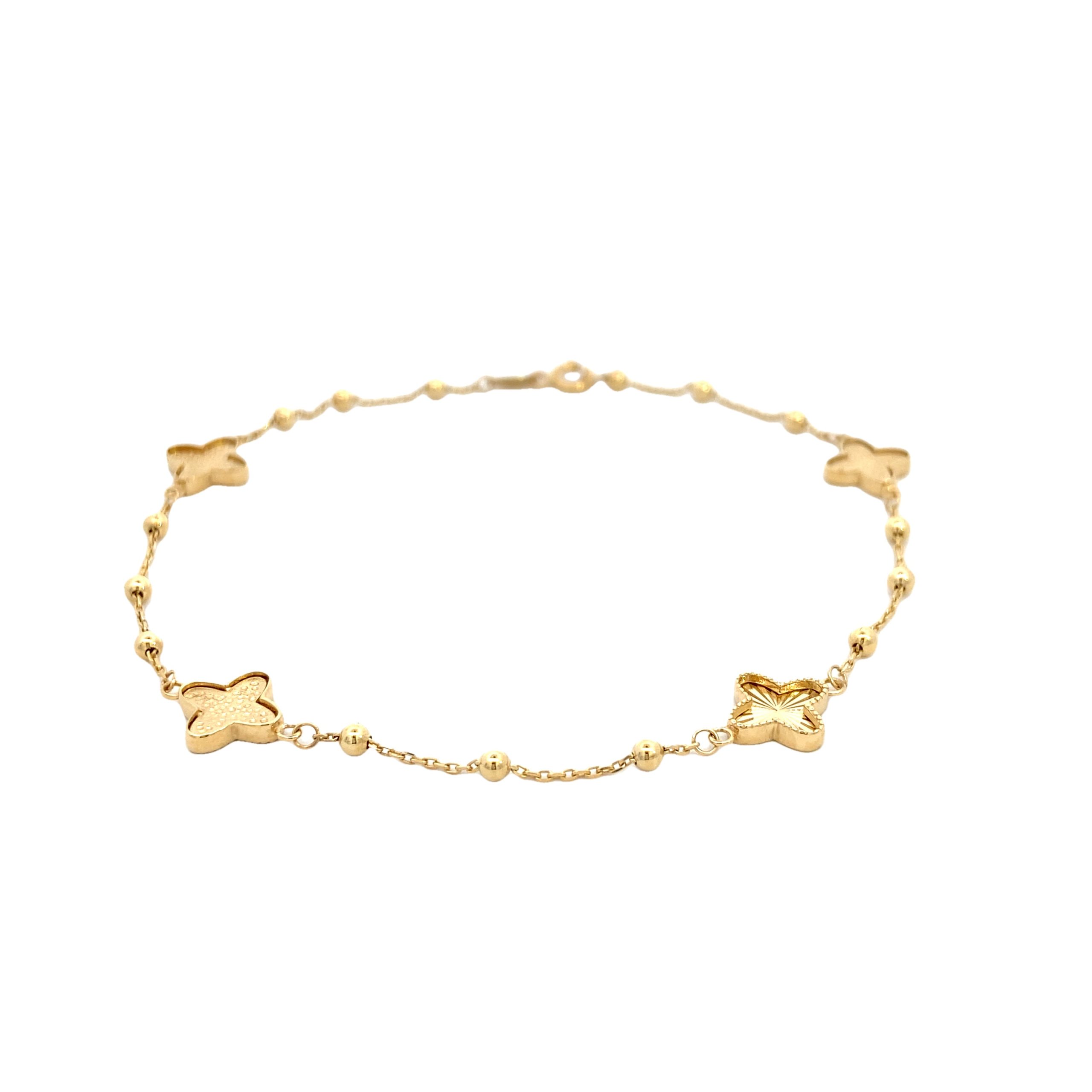 14K Gold Flower Bracelet with Dots