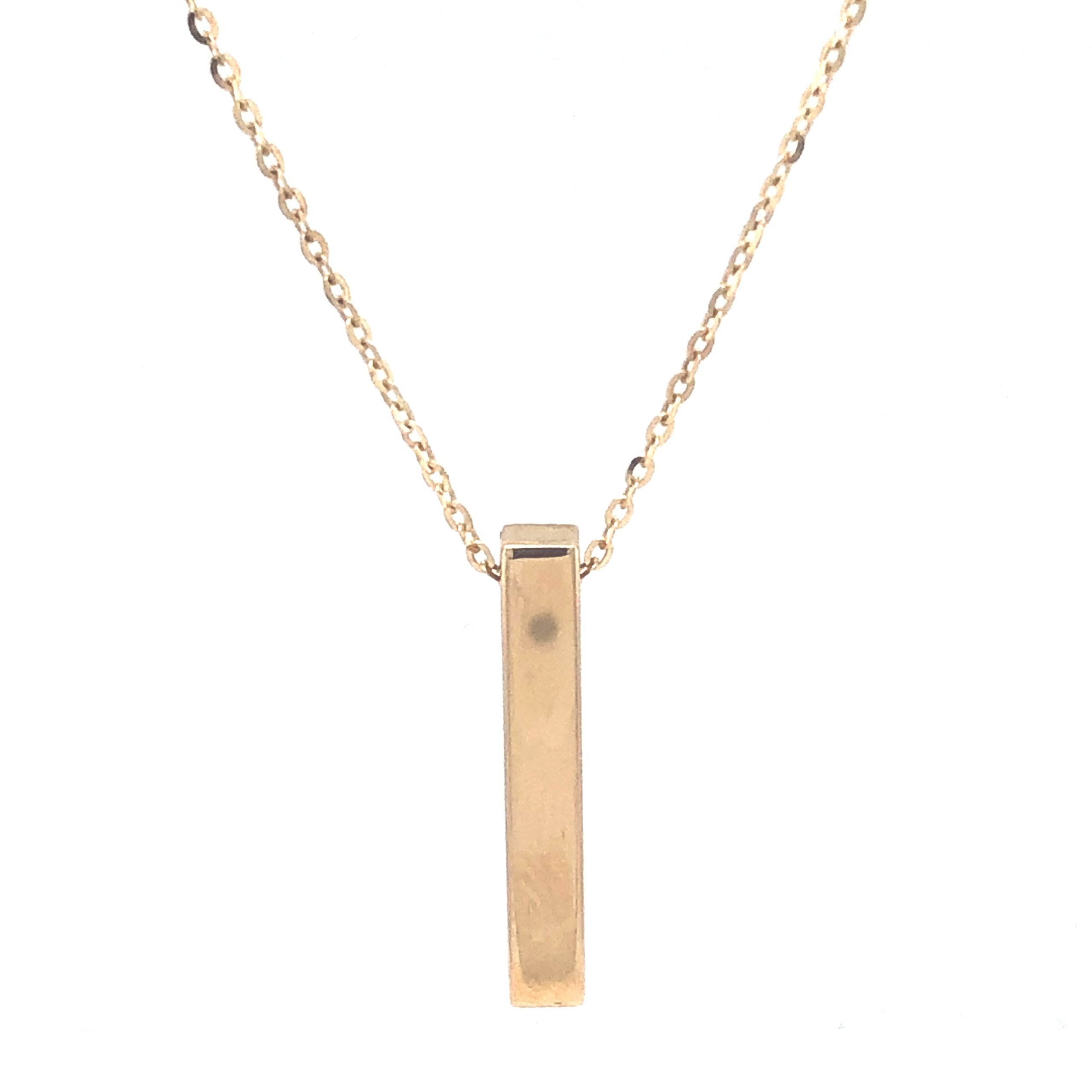 4D Rectangle Pendant with 14k Gold Necklace (Engravable)