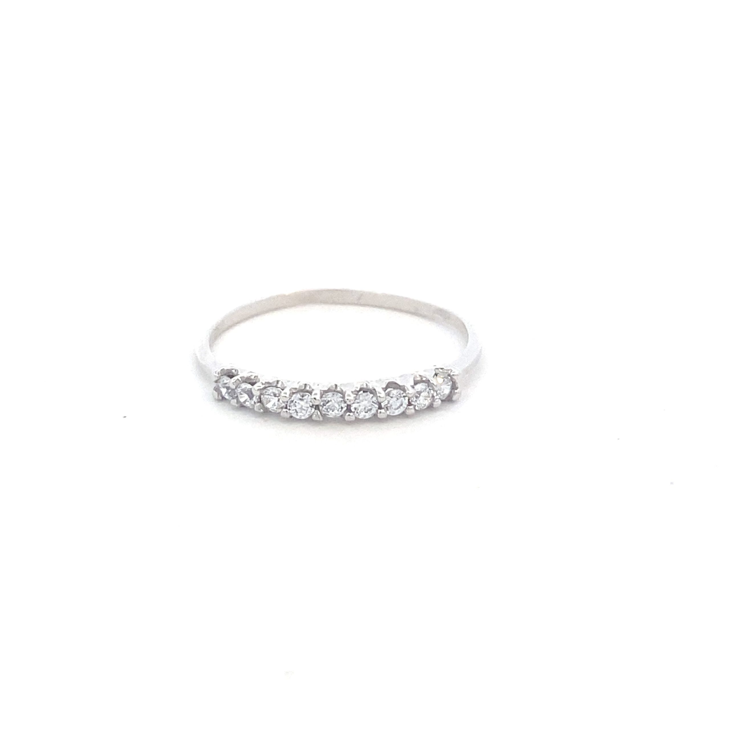 14K White Gold Elevated CZ Elegance Band