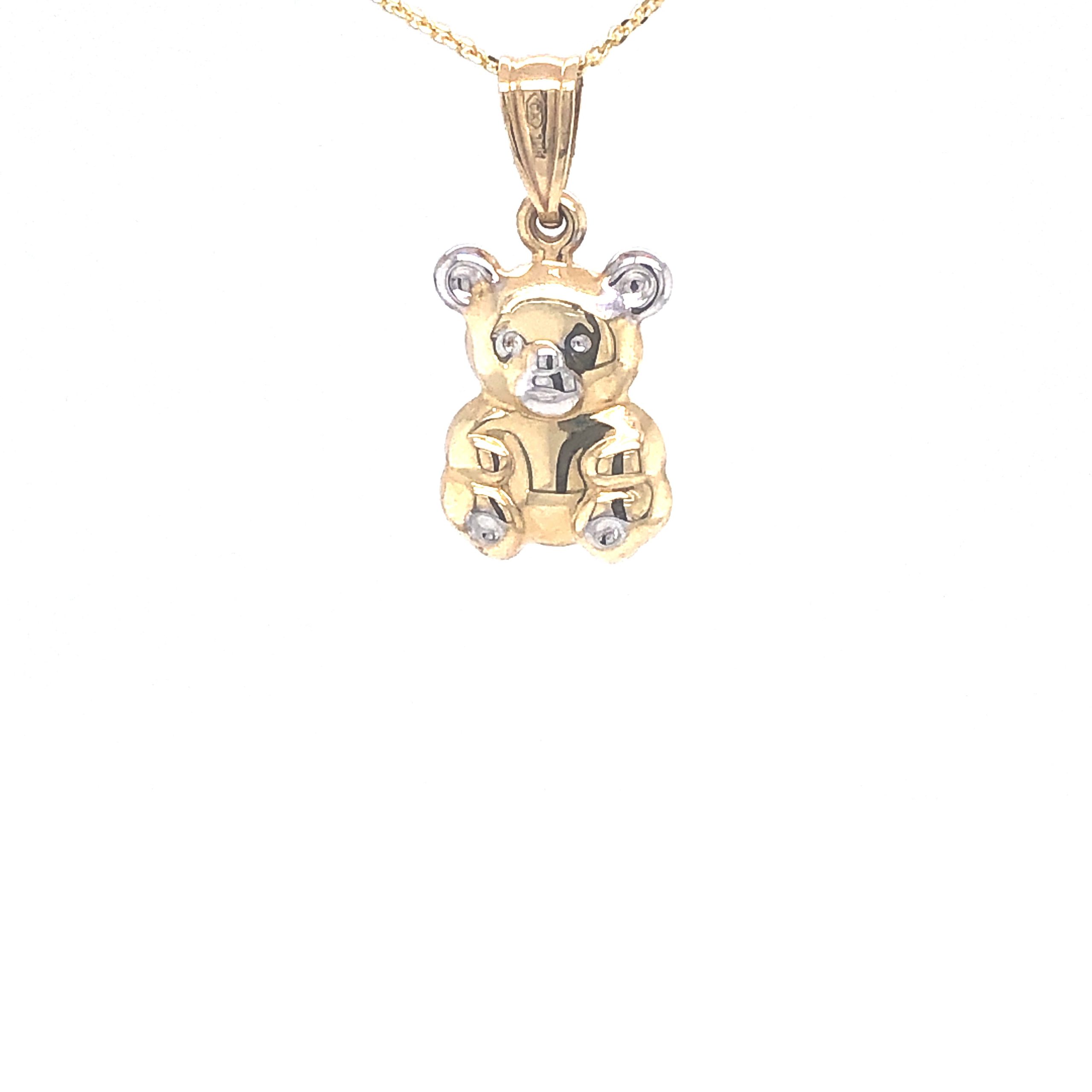 14K Bear Two-Tone Gold Pendant