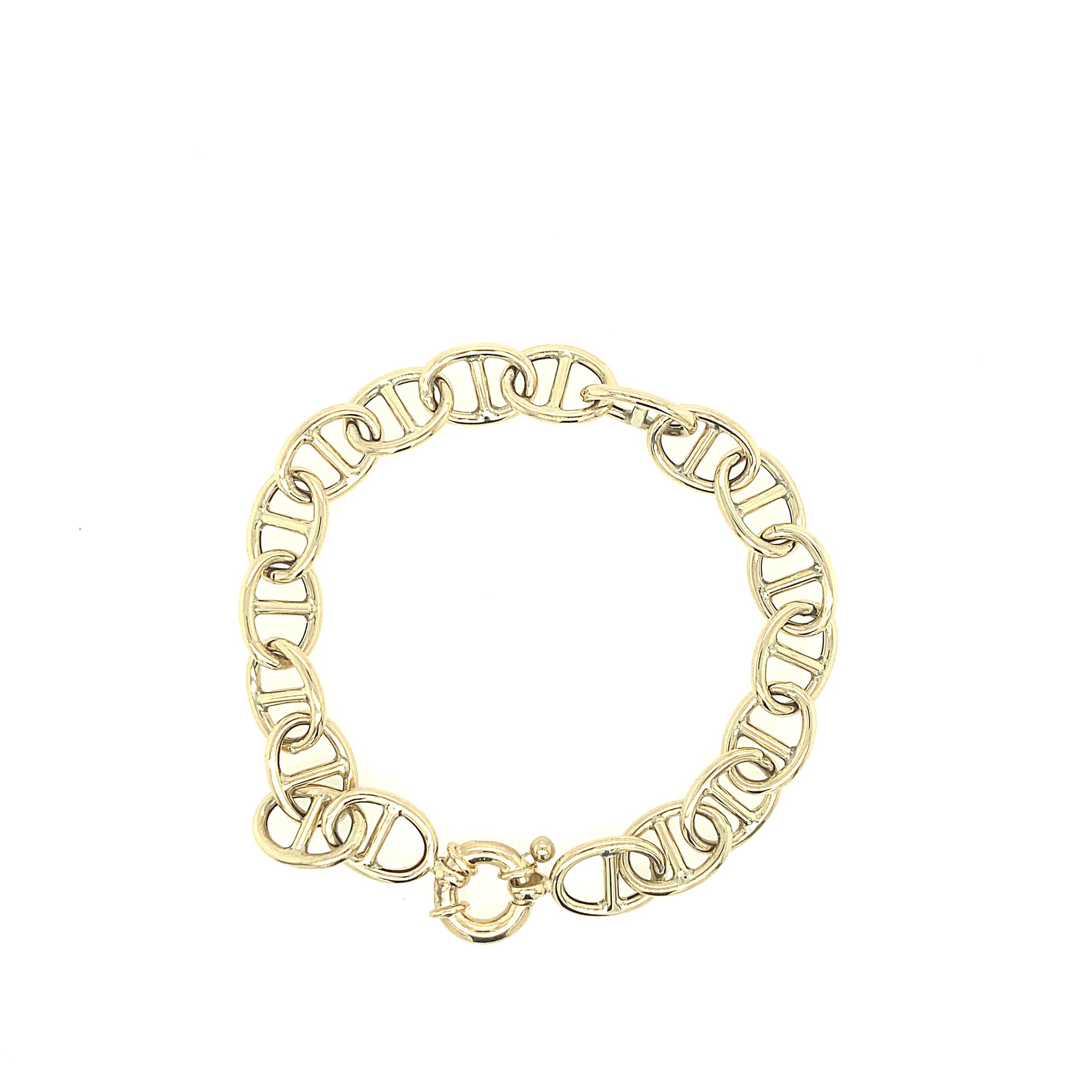 14K Gold Flat Marine Link Bracelet