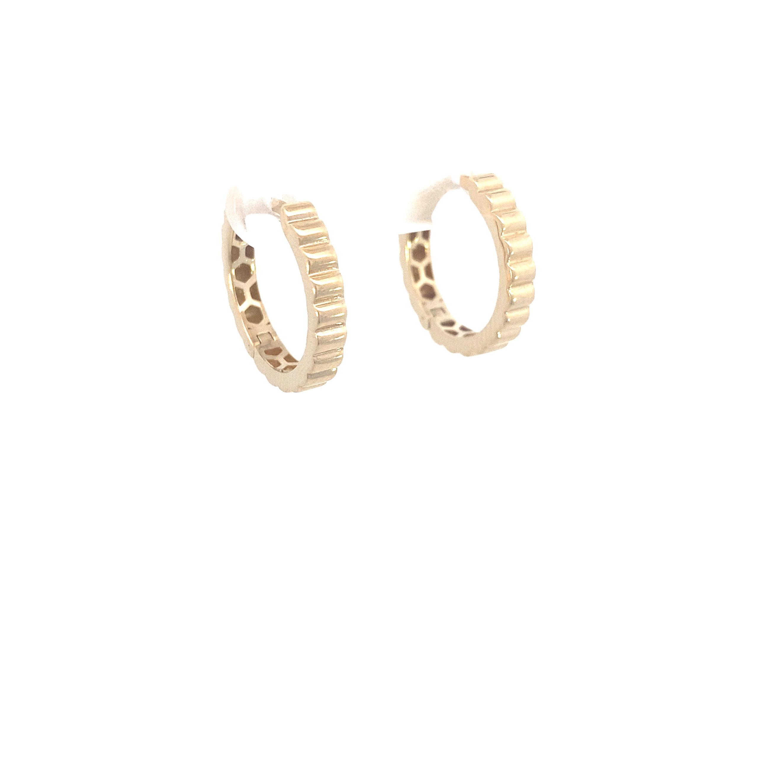 14K Gold Mill Wheel Hoops Earrings