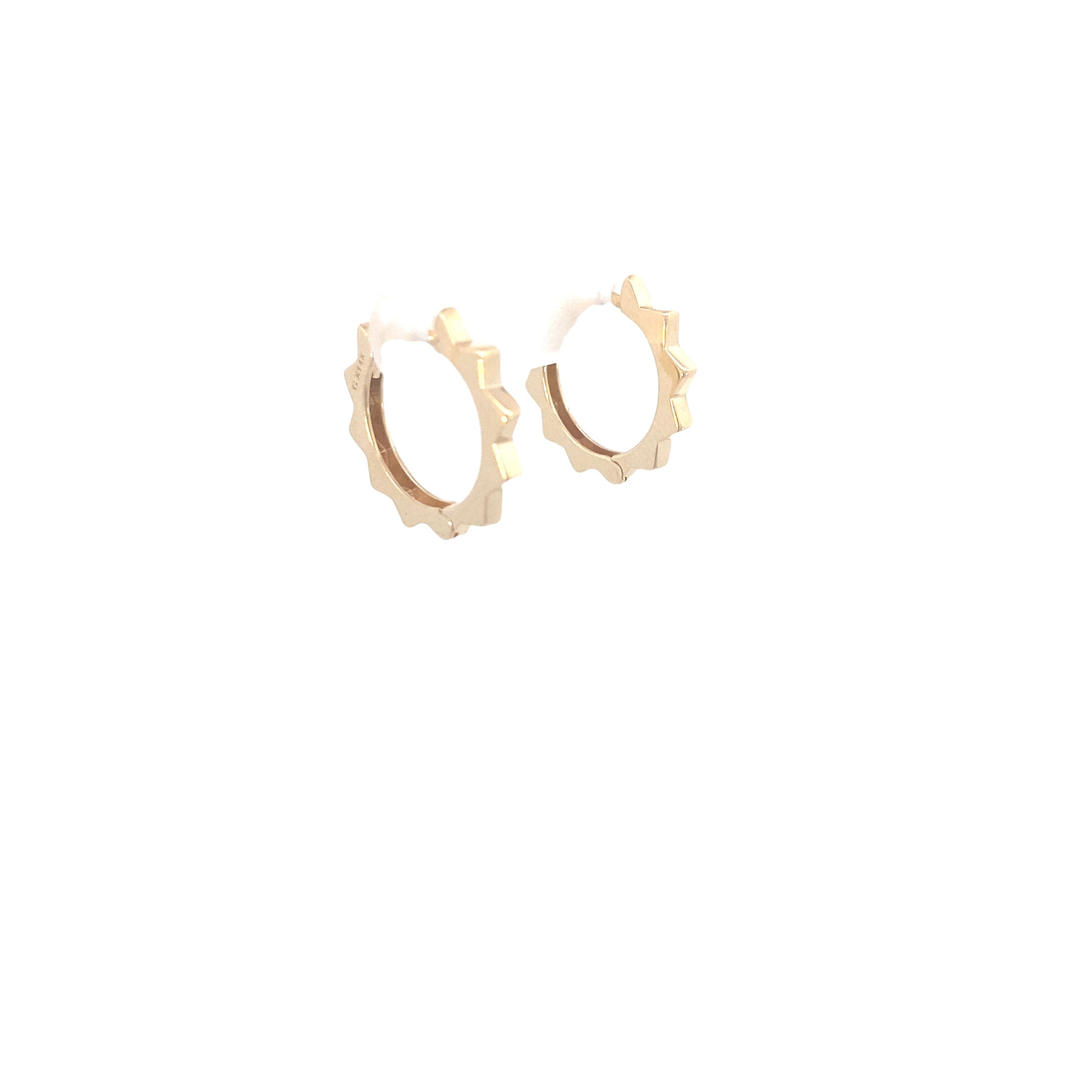 14K Gold Sun Shape Hoops Earrings