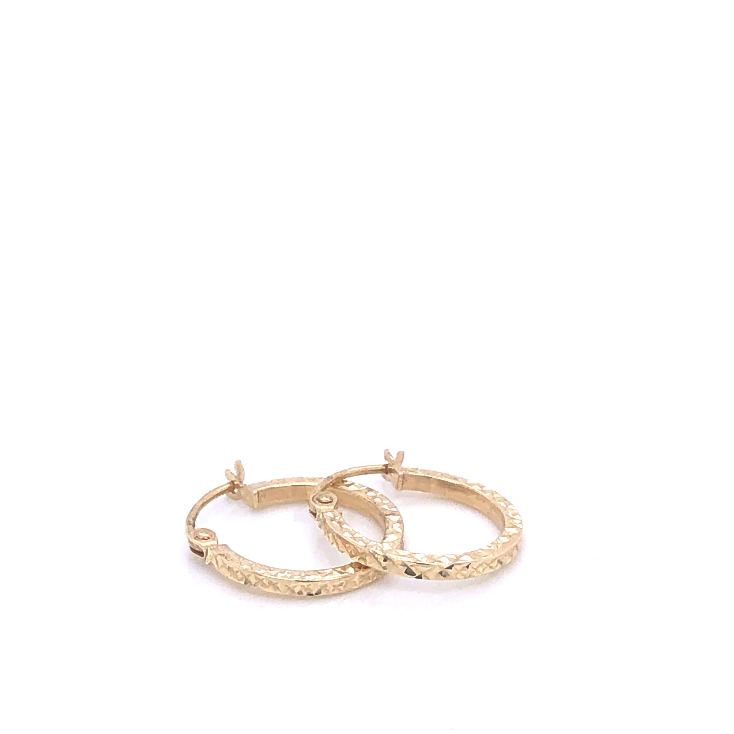 Thin Diamond Cut 14k Gold Huggies