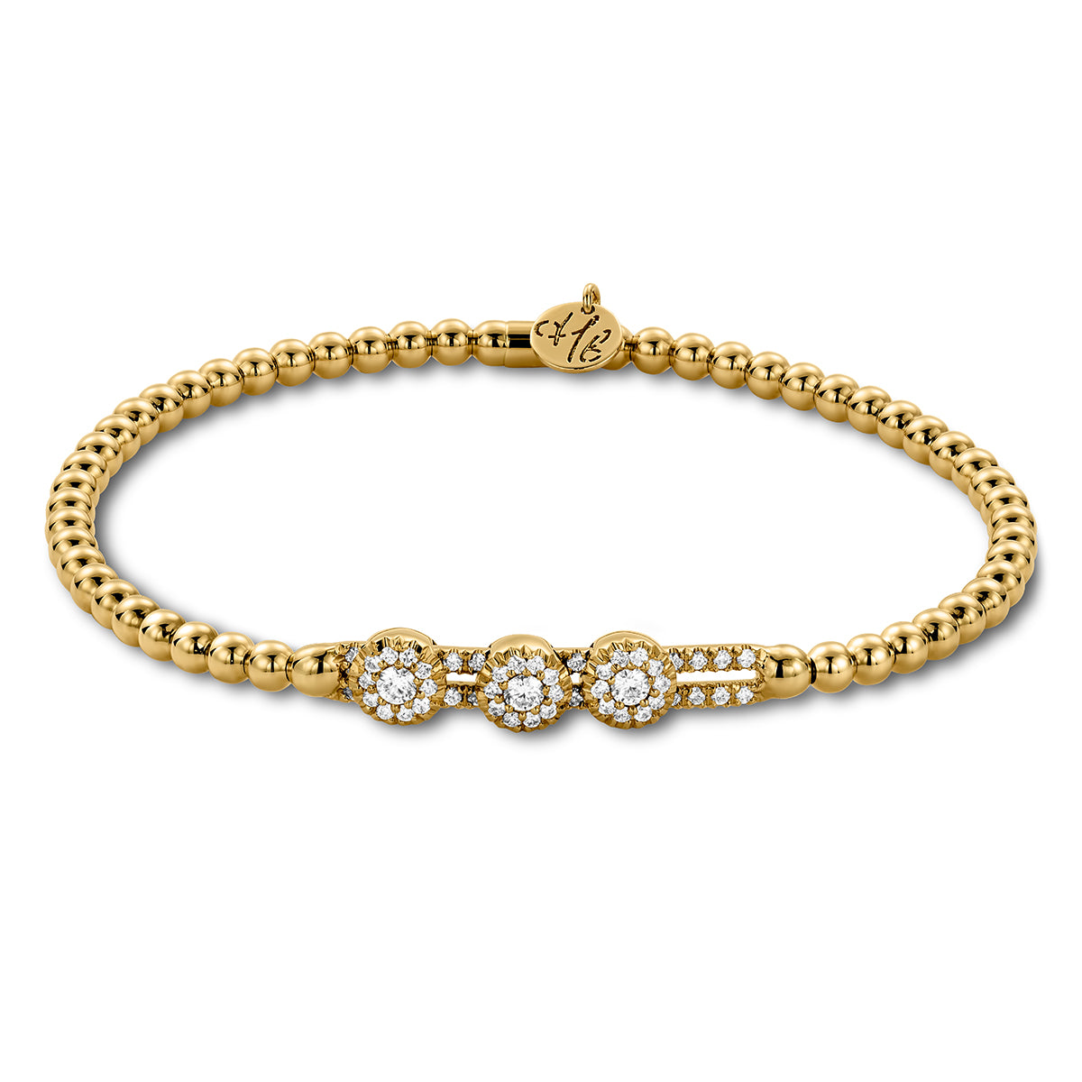 Hulchi Belluni 18K Yellow Gold 0.48ctw Diamond 3 Station Slider Stretch Bracelet- 20352AC-YW