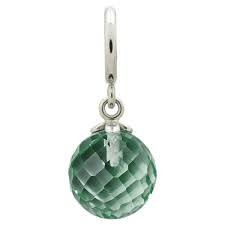Green Amethyst Love Drop Charm (Silver/Green)