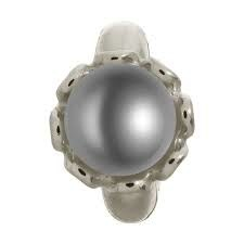 Grey Pearl Flower Charm (Silver/Grey)
