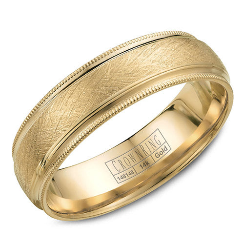 Crown Ring 14k Yellow Gold Wedding Band - WB-7915-M10