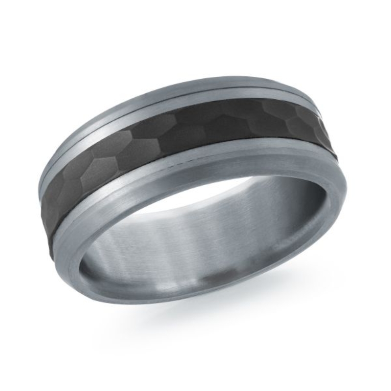 MALO Mardini Hammered Center Wedding Band