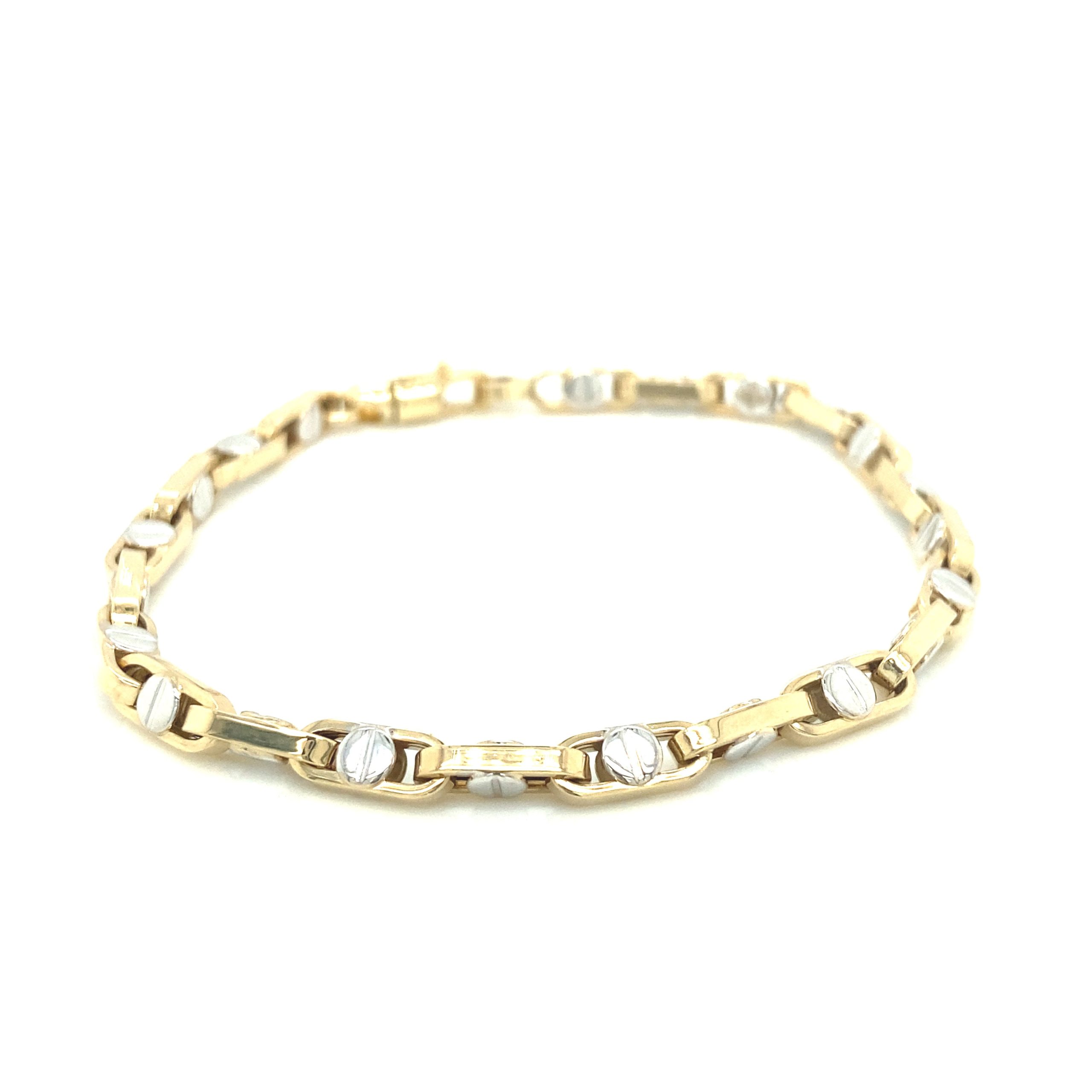 14k Gold Link with White Nail Bracelet