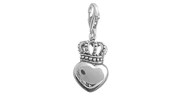 Heart with Crown Charm (Silver)