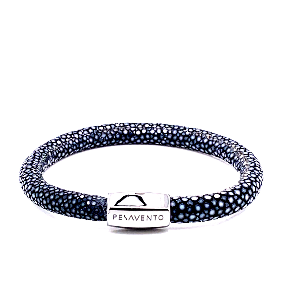 Silver Grey Leather Bracelet