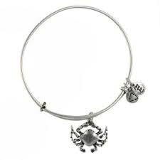 Crab Charm Bangle Bracelet (Silver)