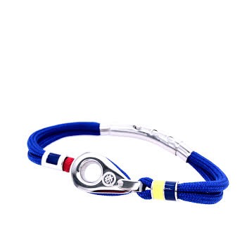 Royal Blue Double Cord with Silver Pulley and Nautical Flags Charms Bracelet (Blue/Silver)