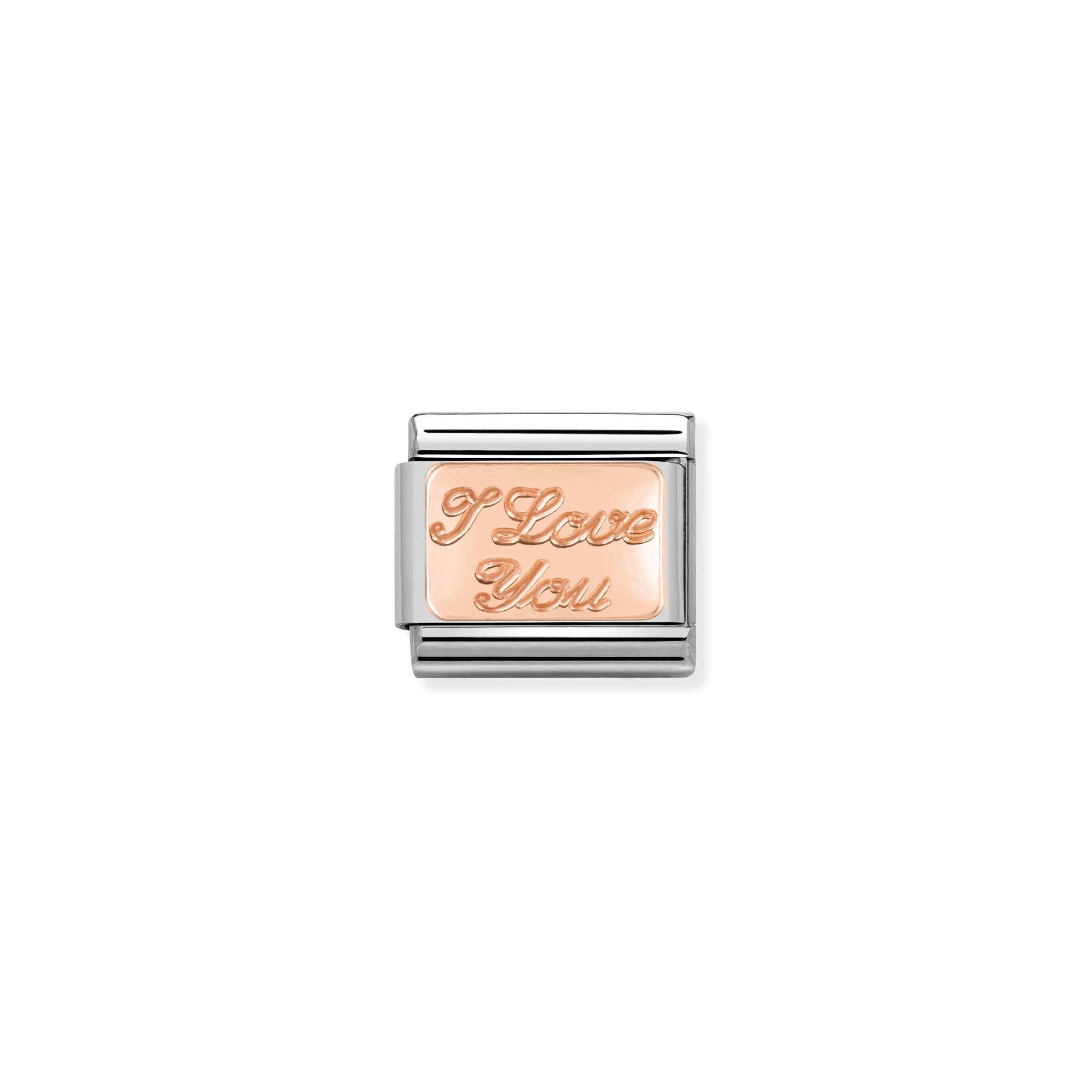 Charm, Composable Link, bonded rose gold I love you