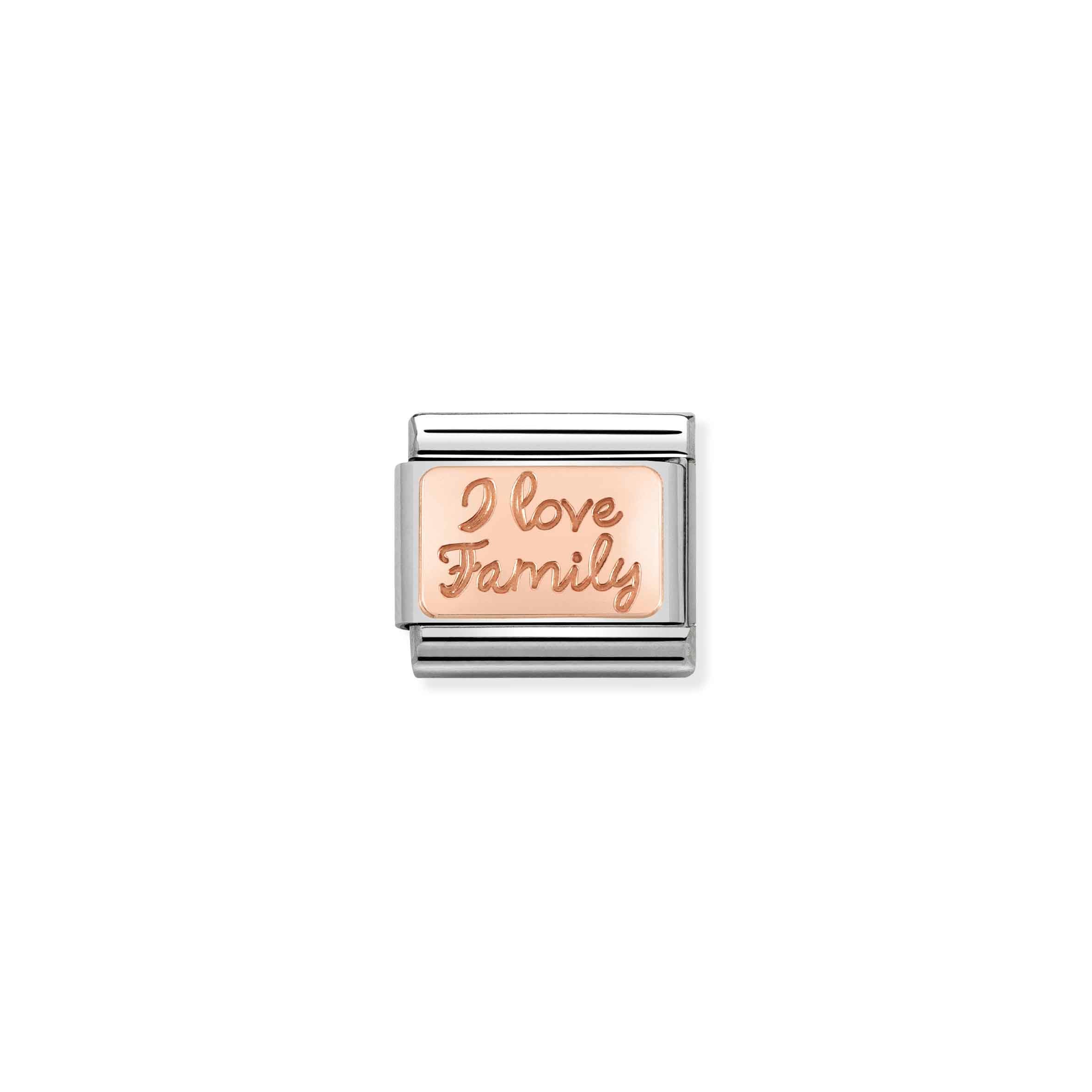 Charm, Composable Link, I Love Family in Rose Gold
