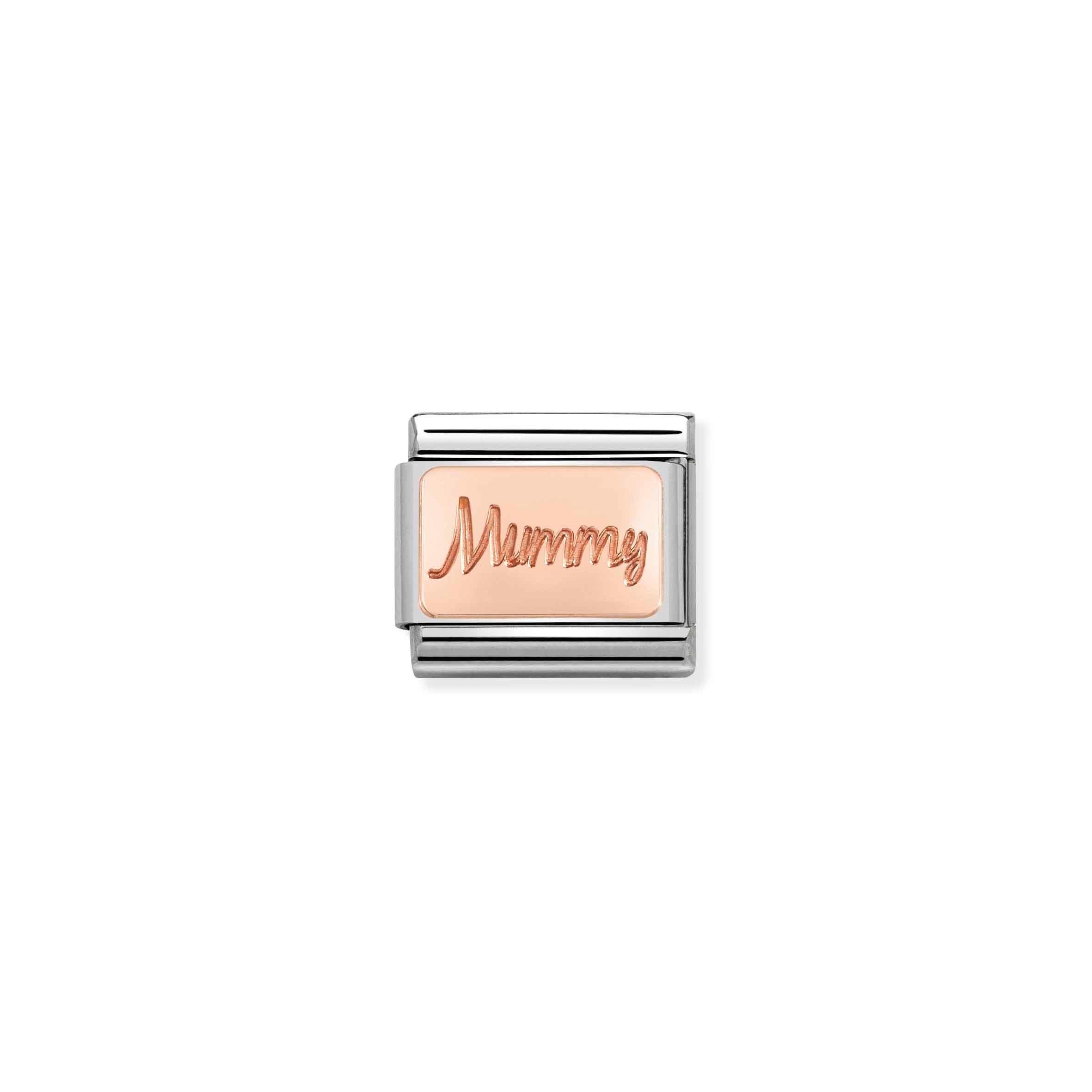 Charm, Composable Link, Mummy writing in Rose Gold