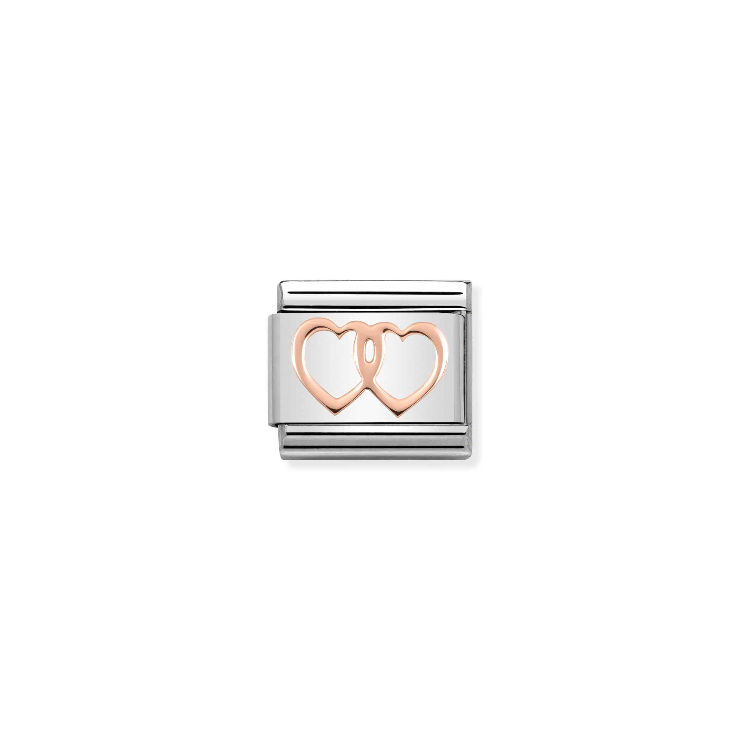 Charm, Composable Link, Rose Gold Double Heart