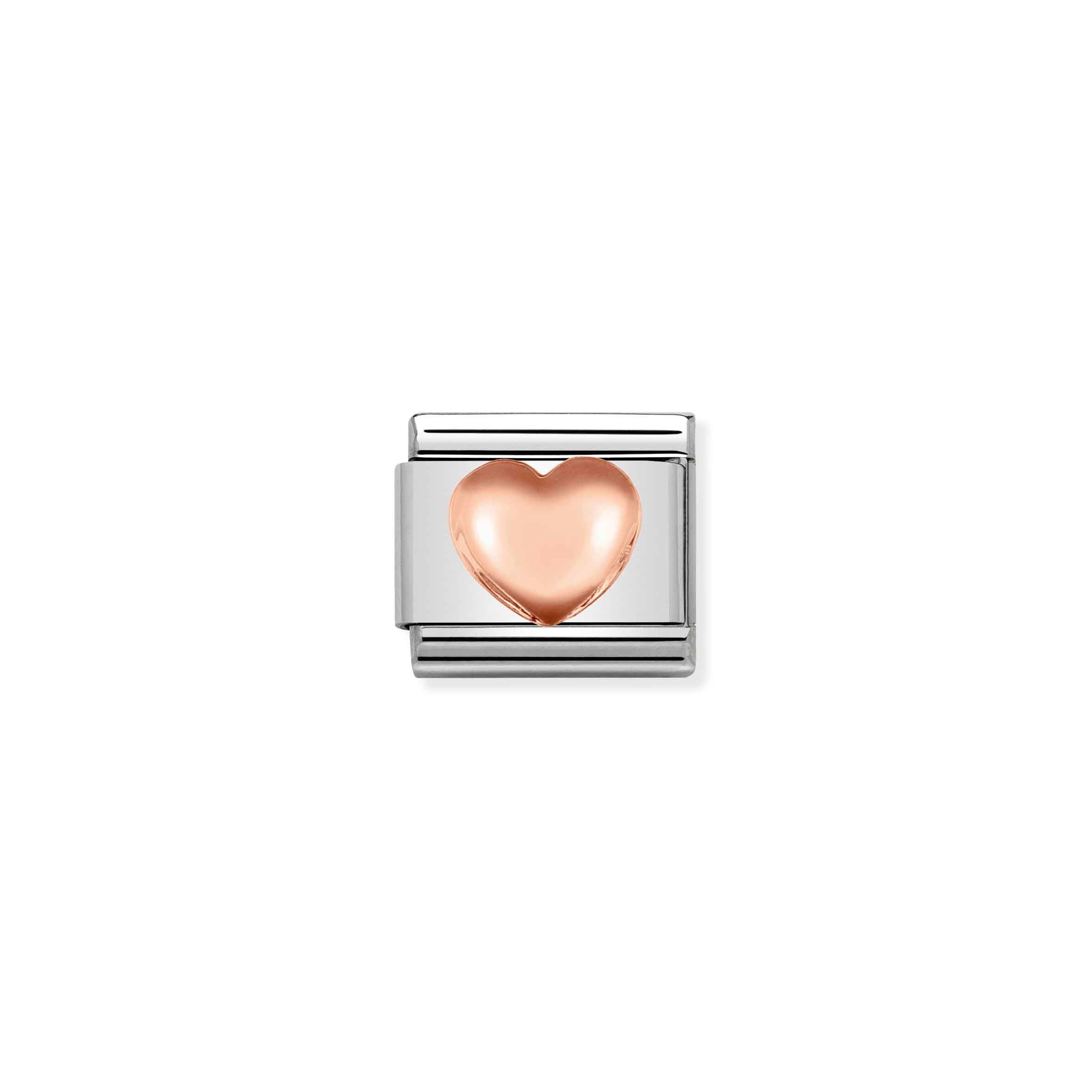 Charm, Composable Link, Raised Heart in bonded rose gold