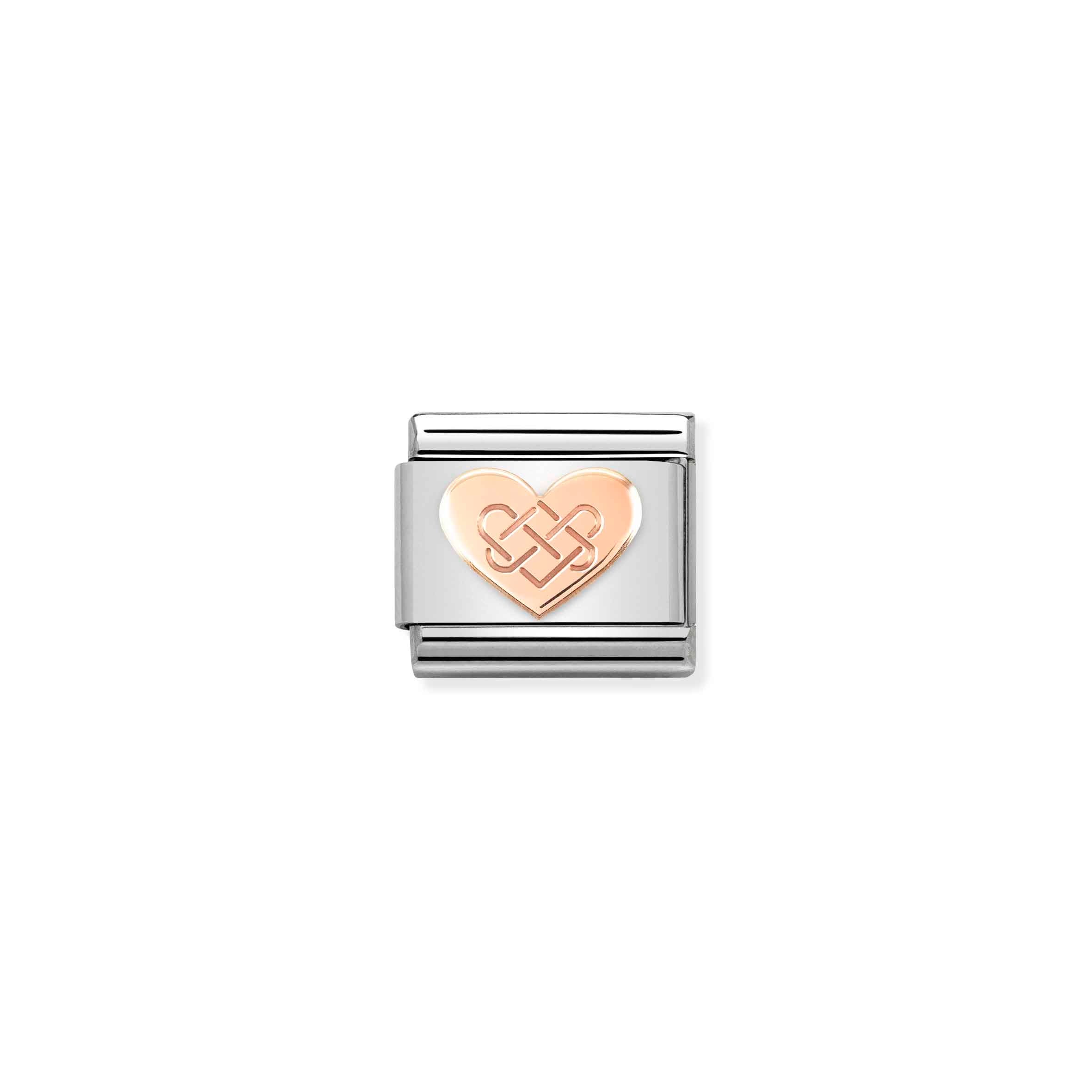 Charm, Composable Link, rose gold Celtic Knot Heart