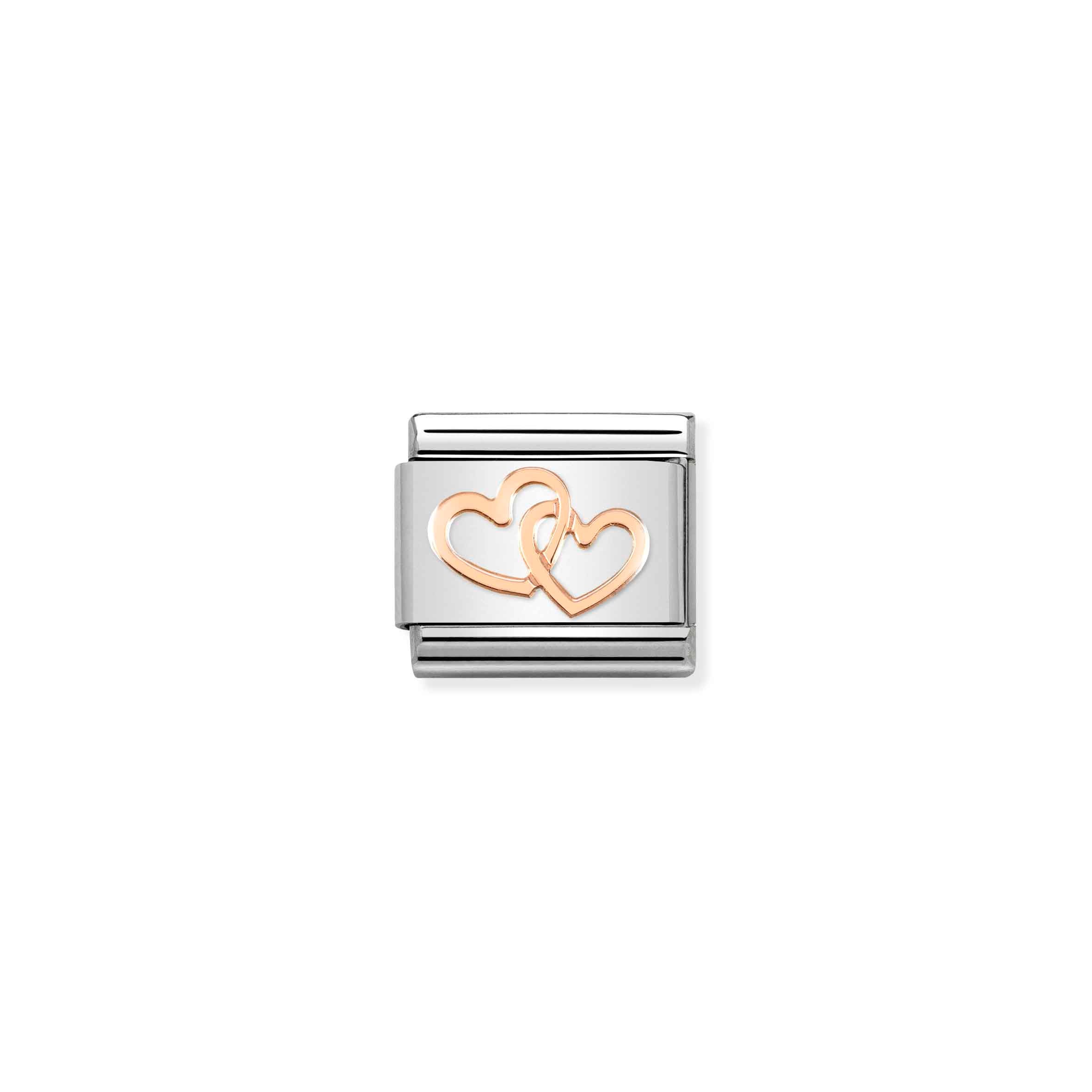 Charm, Composable Link, rose gold Hearts Intertwined
