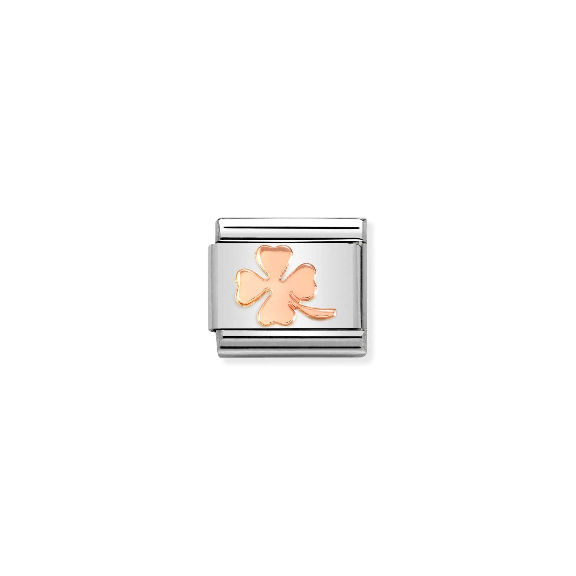 Charm, Composable Link, rose gold Four-Leaf Clover
