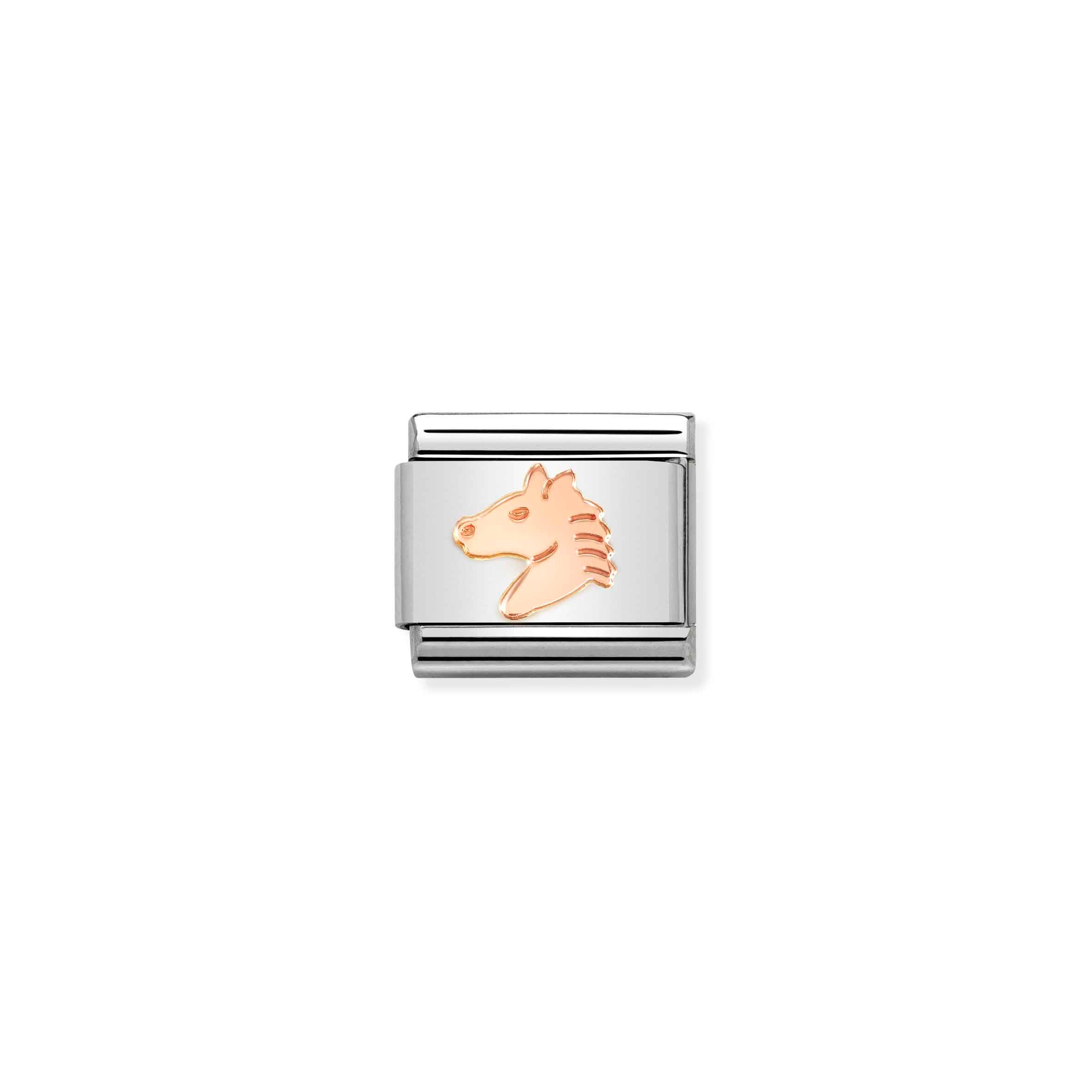 Charm, Composable Link, rose gold Head of Horse