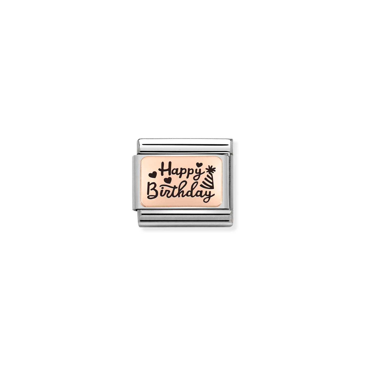 Charm, Composable Link, Rosegold HAPPY BIRTHDAY