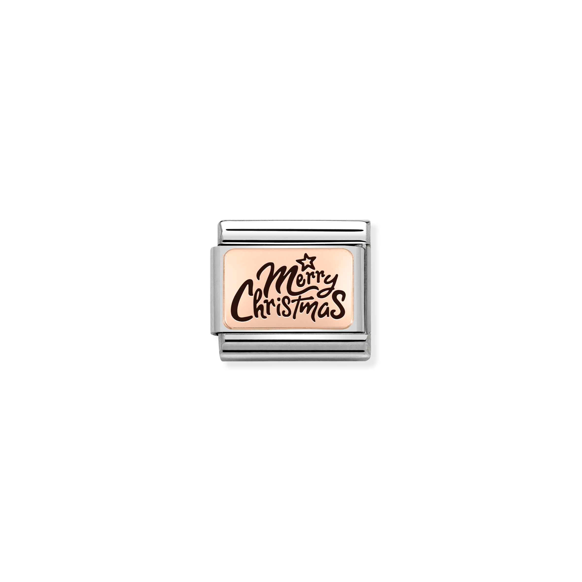 Charm, Composable Link, MERRY CHRISTMAS Rosegold