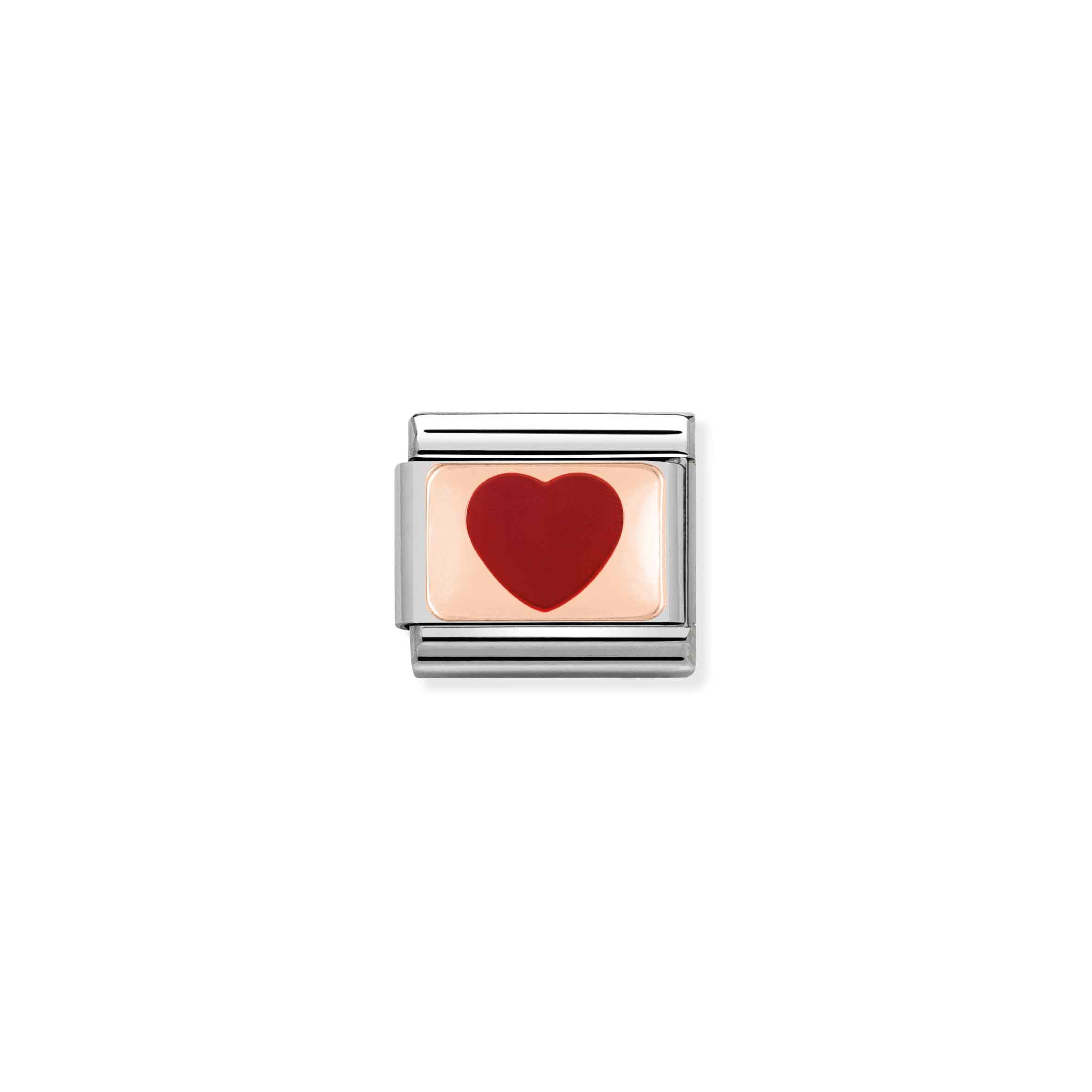 Charm, Composable Link, Rose Gold red Heart